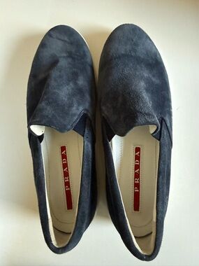 Prada Dark Blue Suede Slip-On Loafer
